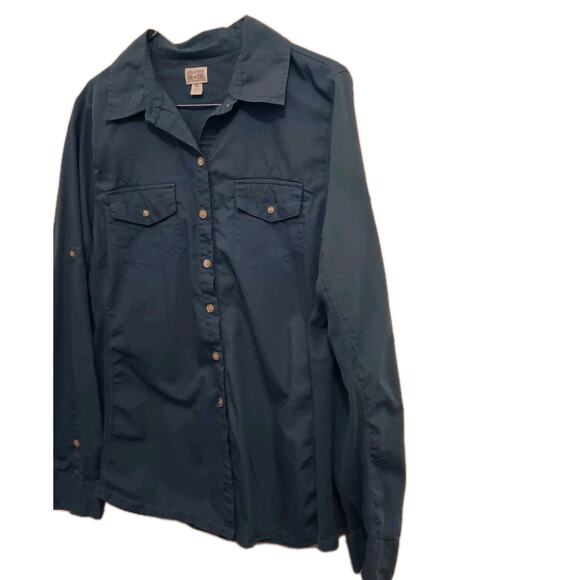 Converse One Star Blouse, Women's Sz XL, Blue, Pockets Ribbed, Long Sleeve EUC - Picture 2 of 5